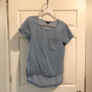 Chambray short sleeve blouse